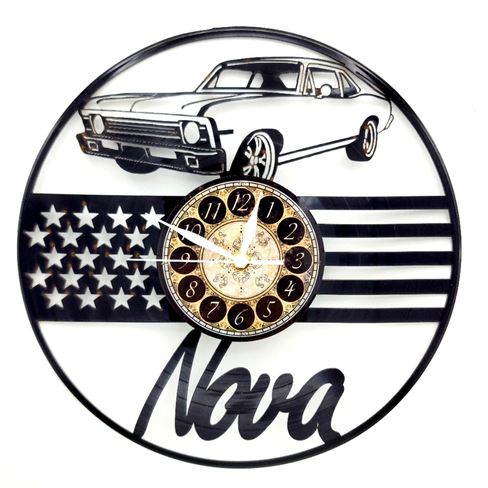 CHEVROLET NOVA vinyl record clock